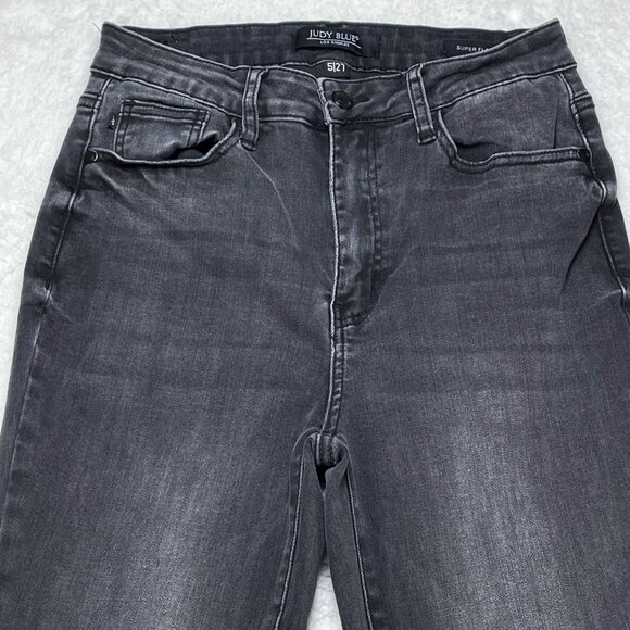 Judy Blue Jeans Women 5/27 Black Fade Denim High Rise Super Flared Leg 26x31 - Picture 2 of 14